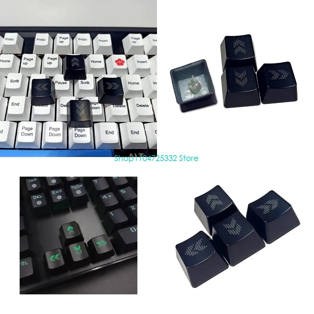 P5EA Gaming Keycaps Durable ABS Direction Arrows Keys Keycap OEM Profile Translucent for Key Cap for Mechanical Keyboard