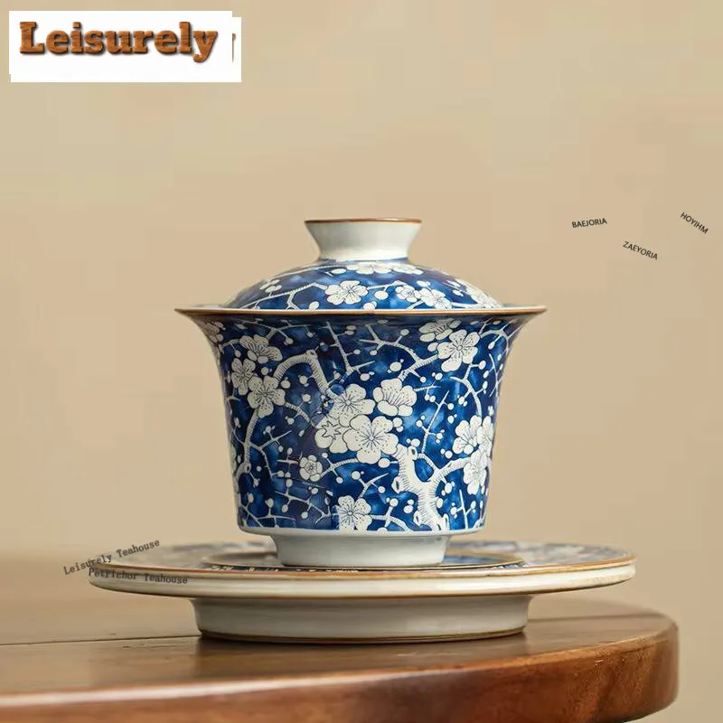 170ml Ru Kiln Porcelain Cover Bowl Creative Ice Plum Horseshoe Gaiwan Retro Sancai Tea Tureen Tea Maker Chinese Tableware Craft
170ml Ru Kiln Porcelain Cover Bowl Creative Ice Plum Horseshoe Gaiwan Retro Sancai Tea Tureen Tea Maker Chinese Tableware Craft