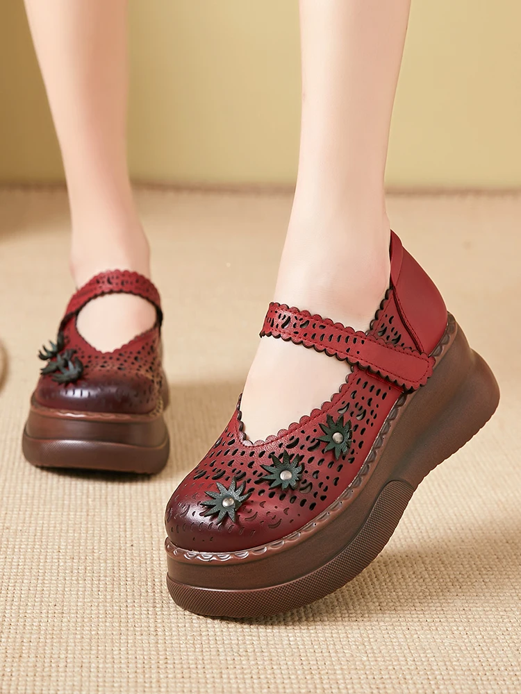 Birkuir Retro Flowers Hollow Out Mary Jane Shoes For Women Genuine Leather 6cm Thick Heel Shoes Luxury Wedges Hook Loop Pumps
Birkuir Retro Flowers Hollow Out Mary Jane Shoes For Women Genuine Leather 6cm Thick Heel Shoes Luxury Wedges Hook Loop Pumps