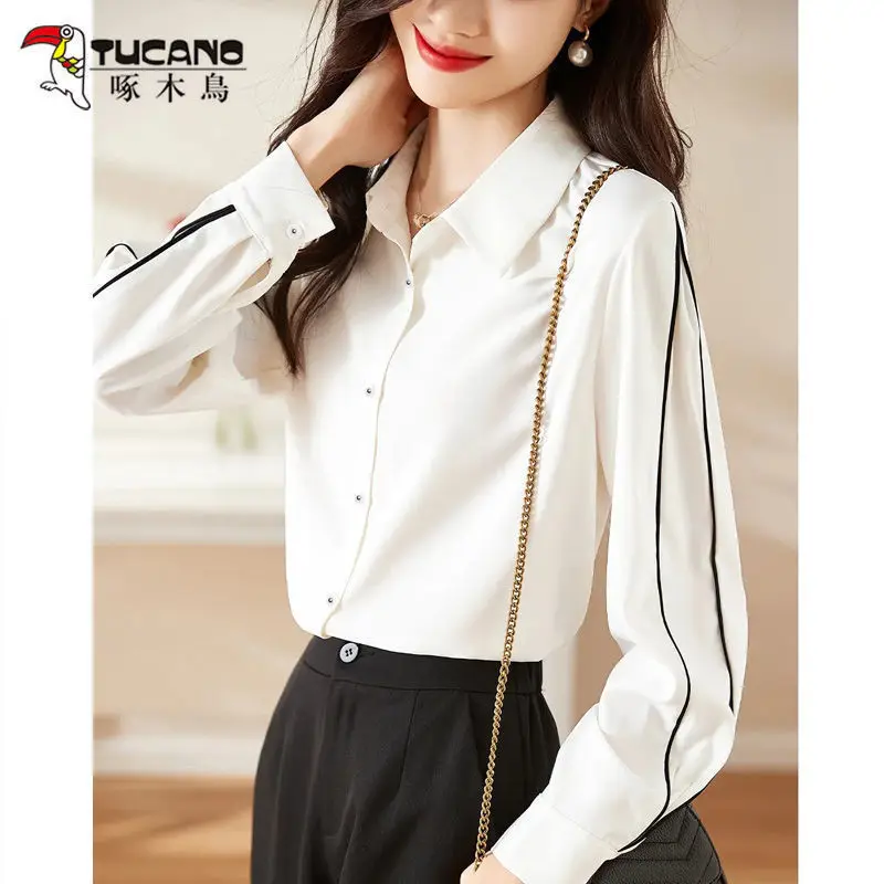 Chiffon White Shirt for Women Long-sleeved Spring and Autumn New Korean Top with Fashionable Professional
Chiffon White Shirt for Women Long-sleeved Spring and Autumn New Korean Top with Fashionable Professional