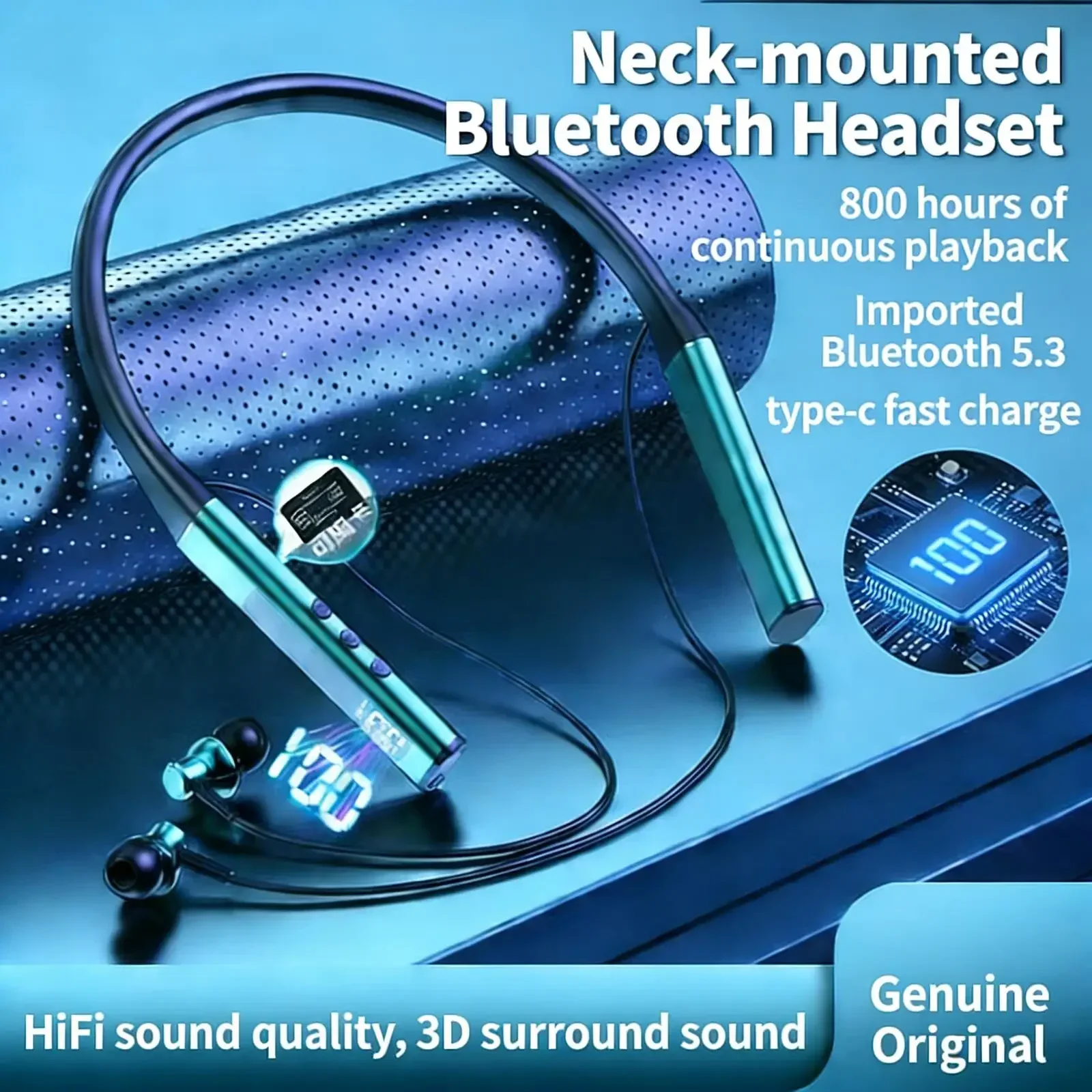 Sport Neckband Wireless Bluetooth Headphones Ultra Long Playtime Noise Reduction TF Card LED Power Display for Music Daily Use
Sport Neckband Wireless Bluetooth Headphones Ultra Long Playtime Noise Reduction TF Card LED Power Display for Music Daily Use