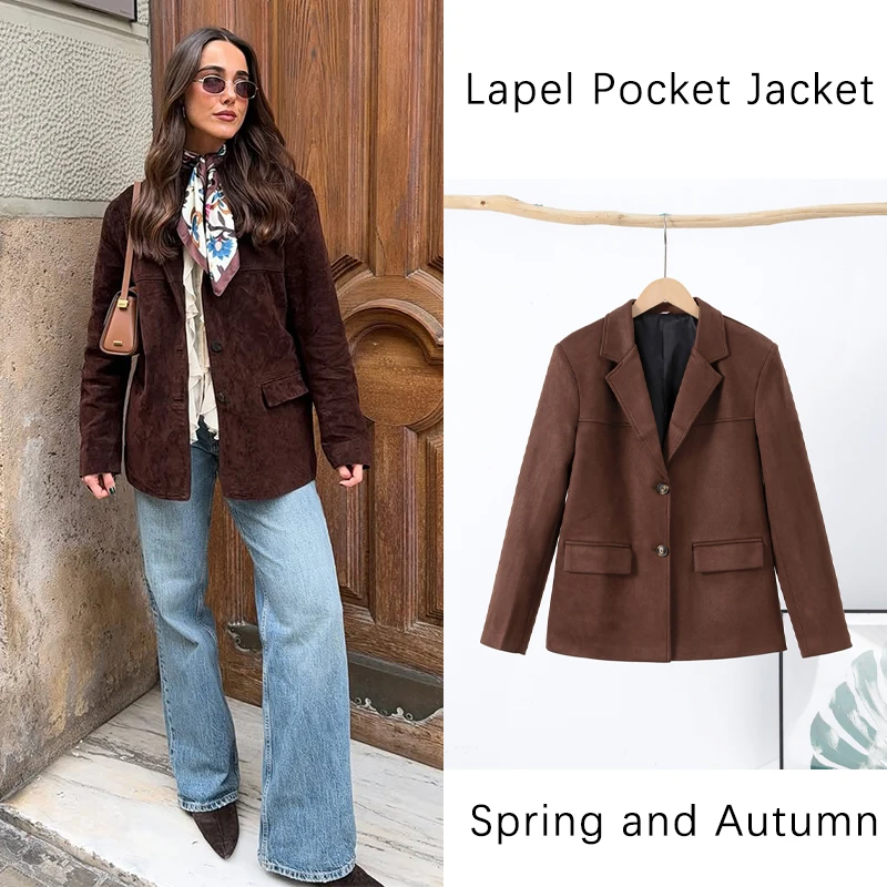 2025 Spring Suede Jackets Women Vintage Single Breasted Casual Loose Turn-Down Collar Blazer Coat Office Outwear Street Lady Top
2025 Spring Suede Jackets Women Vintage Single Breasted Casual Loose Turn-Down Collar Blazer Coat Office Outwear Street Lady Top