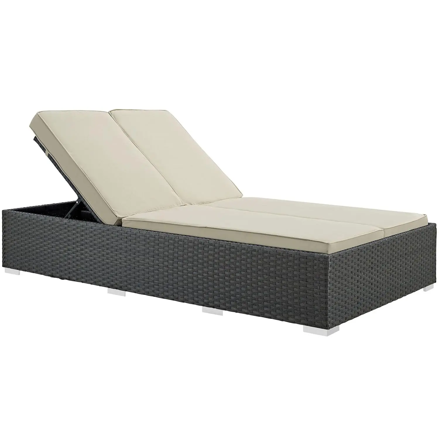 Sojourn Wicker Rattan Outdoor Patio Sunbrella Fabric Double Chaise in Chocolate Beige, Customized
Sojourn Wicker Rattan Outdoor Patio Sunbrella Fabric Double Chaise in Chocolate Beige, Customized