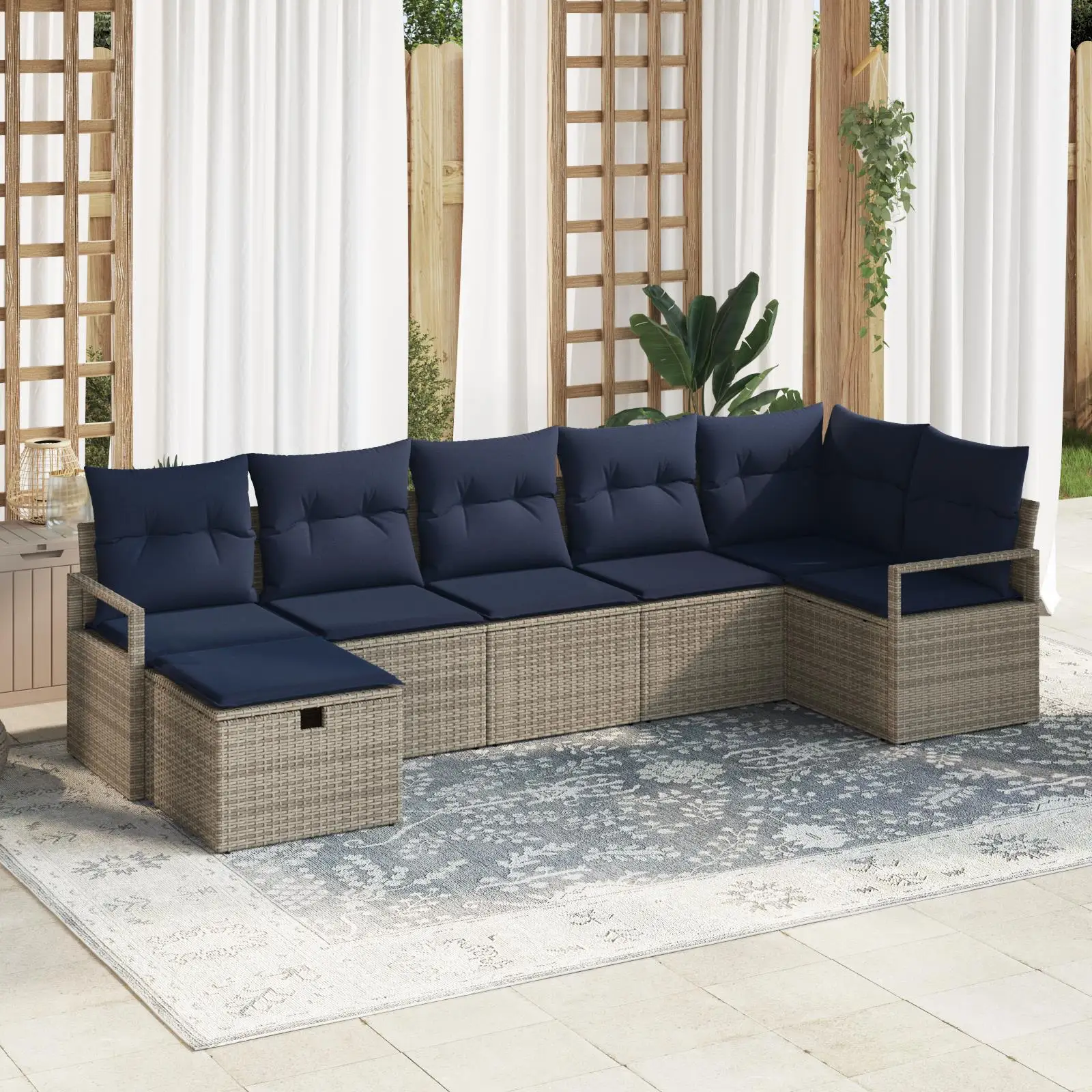 7 Piece Outdoor Sofa Set with Cushions Gray Rattan Furniture Garden Patio Conversation Set
7 Piece Outdoor Sofa Set with Cushions Gray Rattan Furniture Garden Patio Conversation Set