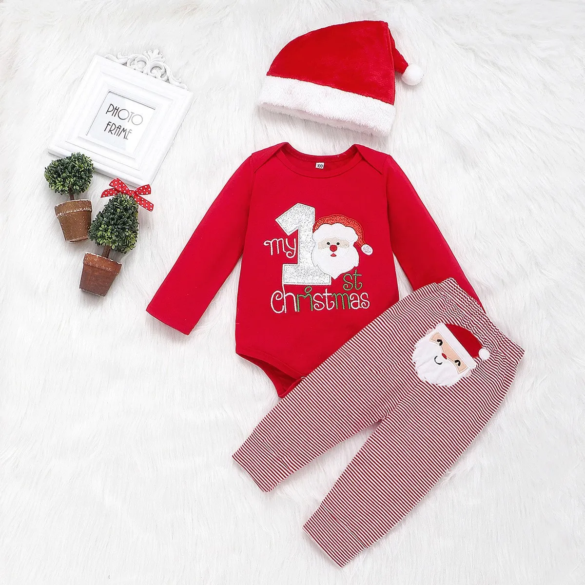 2025 Winter Christmas European and American Style Children's Set Santa Claus Top+Striped Pants Children's Hat 3-Piece Set
2025 Winter Christmas European and American Style Children's Set Santa Claus Top+Striped Pants Children's Hat 3-Piece Set