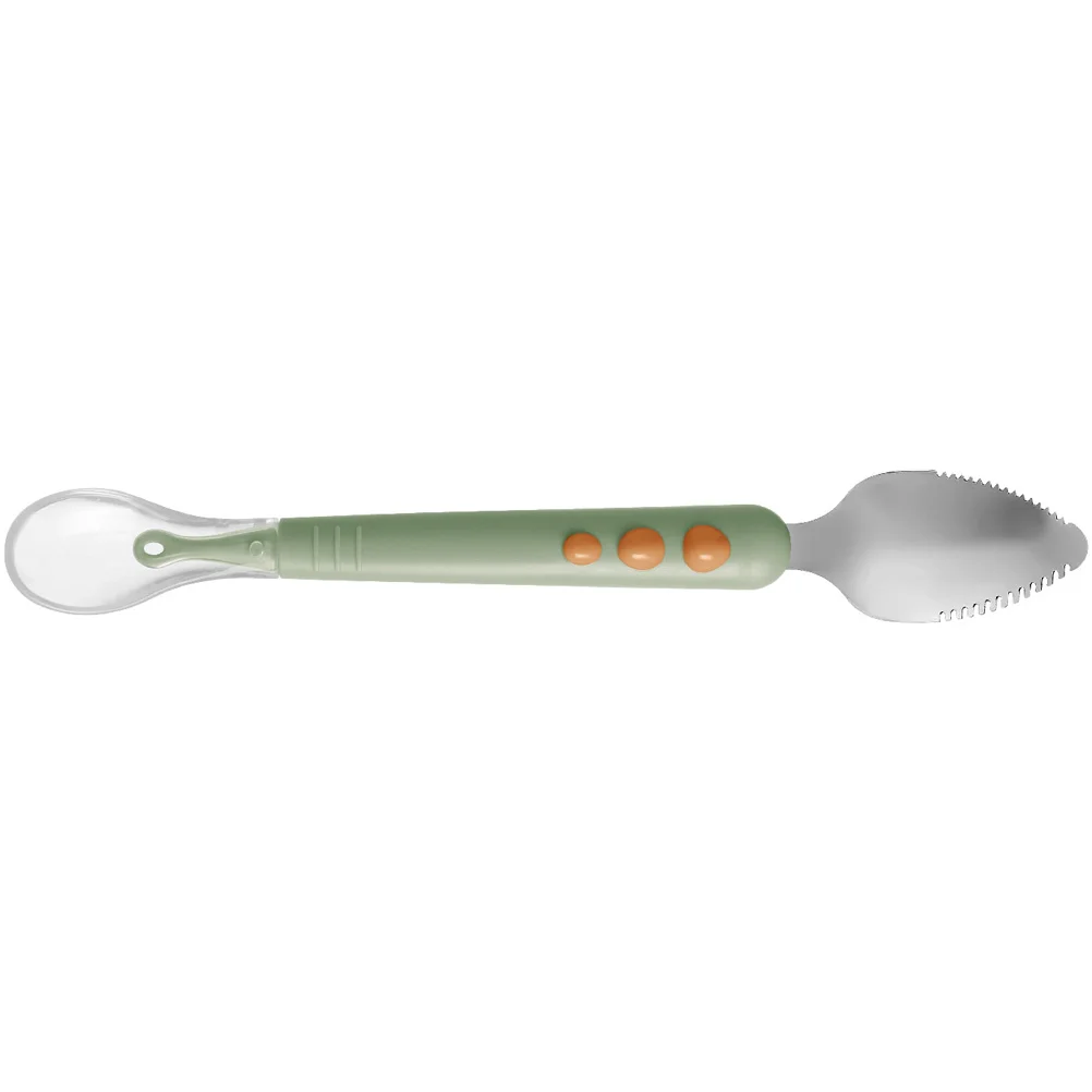 Fruit Scraper Baby Training Spoon 304 Stainless Steel Silicone Double Feeding Supplies Safe Comfortable Hold Puree Spoons
Fruit Scraper Baby Training Spoon 304 Stainless Steel Silicone Double Feeding Supplies Safe Comfortable Hold Puree Spoons