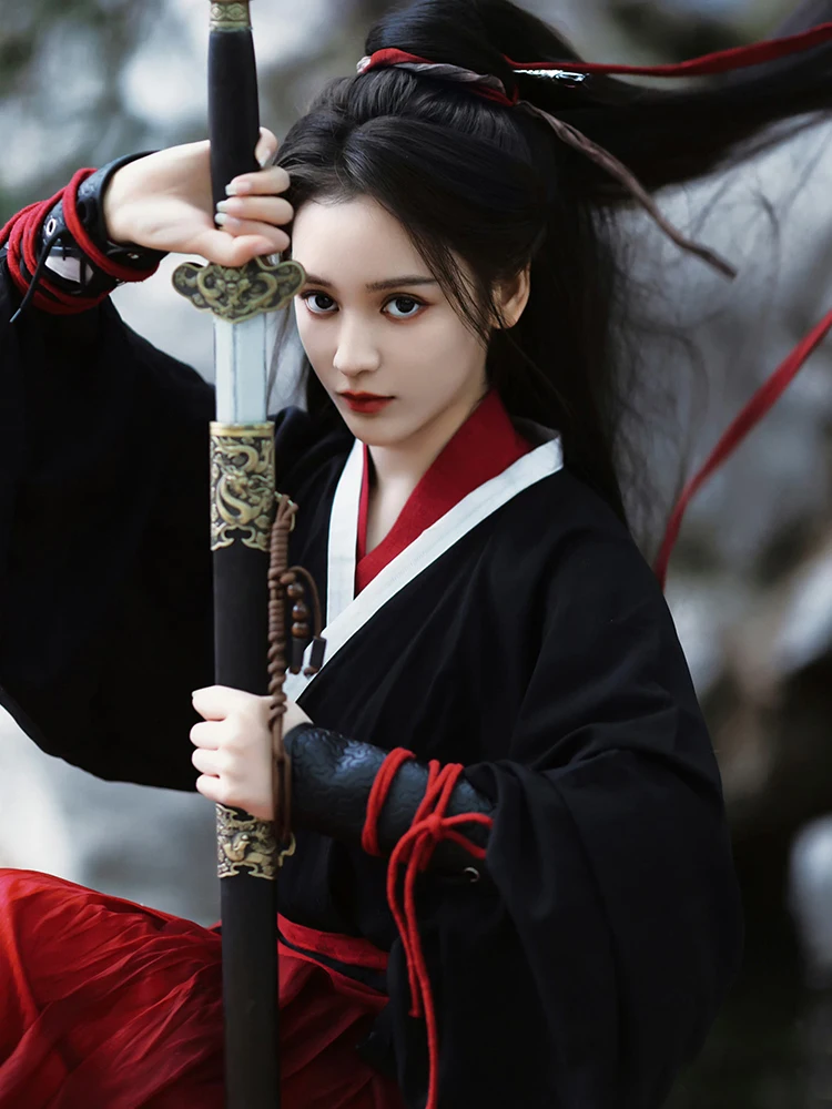 Black Han Chinese Clothing Women's Style Wide Sleeve Cross Collar Waist Skirt
Black Han Chinese Clothing Women's Style Wide Sleeve Cross Collar Waist Skirt