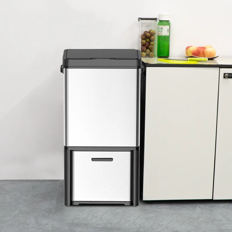 72L Large Capacity Smart Sensor Trash Can Household Kitchen Dry Wet Separation Stainless Steel Double-layer Trash Bin With Lid
72L Large Capacity Smart Sensor Trash Can Household Kitchen Dry Wet Separation Stainless Steel Double-layer Trash Bin With Lid