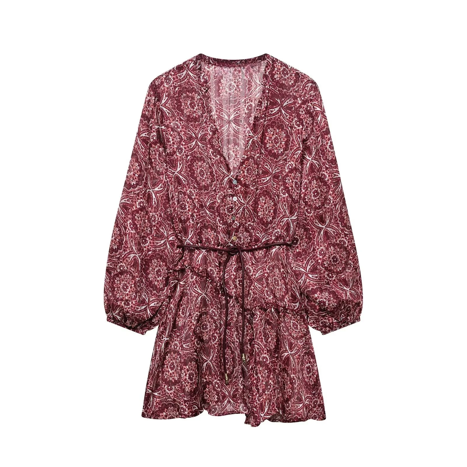BM&MD&ZA Ladies Chiffon Long Sleeve V Neck Printed Mini Dress with Drawstring Decoration Puff Sleeves and All - Over Pattern
BM&MD&ZA Ladies Chiffon Long Sleeve V Neck Printed Mini Dress with Drawstring Decoration Puff Sleeves and All - Over Pattern