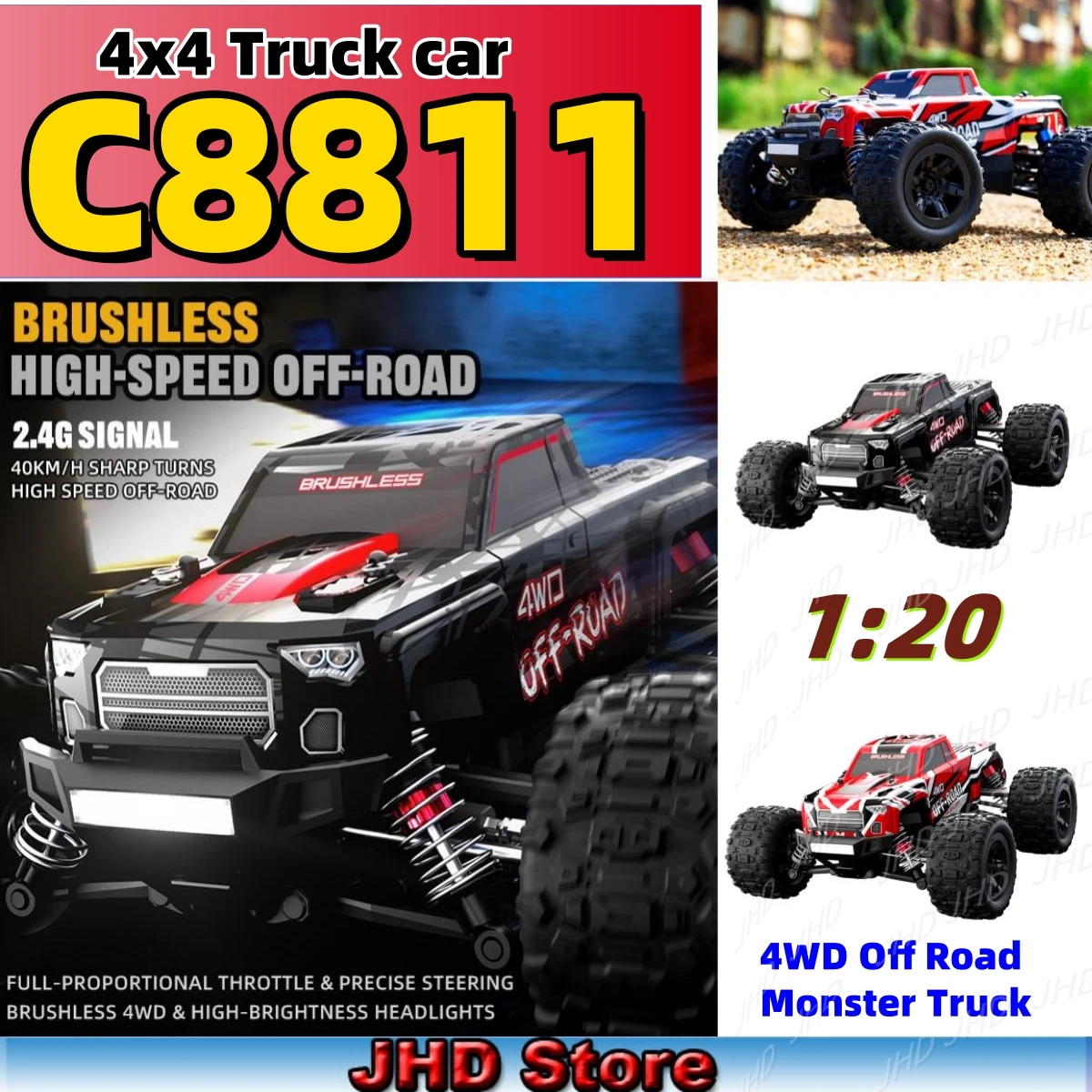 JHD C8811 40 км/ч высокоскоростные радиоуправляемые автомобили игрушки JJRC C8811 автомобиль с дистанционным управлением 2.4G 4WD Off Road Monster Truck
JHD C8811 40 км/ч высокоскоростные радиоуправляемые автомобили игрушки JJRC C8811 автомобиль с дистанционным управлением 2.4G 4WD Off Road Monster Truck