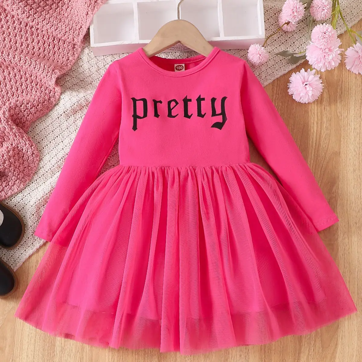 New Girl Dress Spring and Autumn Children's Long Sleeve Letter Printed Mesh Western Fashion Princess Dress Rose Red
New Girl Dress Spring and Autumn Children's Long Sleeve Letter Printed Mesh Western Fashion Princess Dress Rose Red