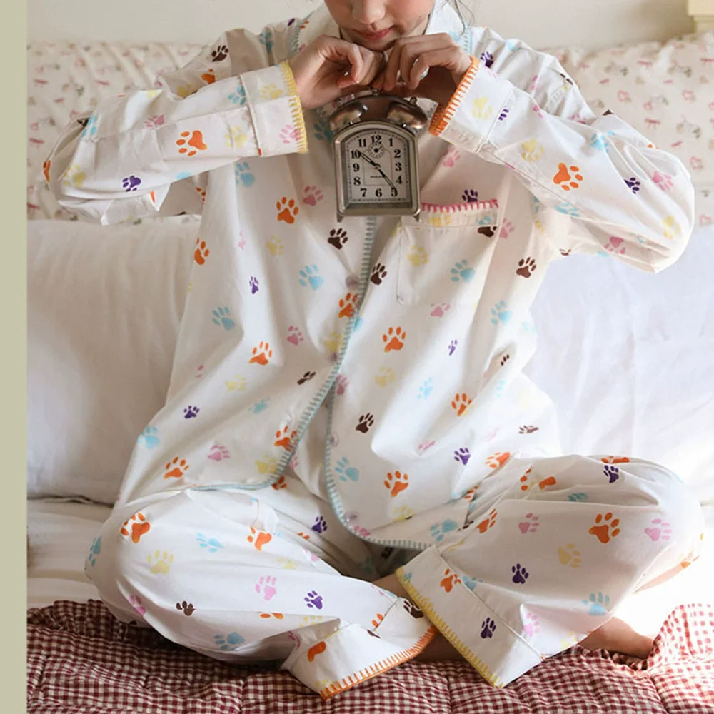 women sweet cute fashion 2026 new 100% pure cotton long sleeve 2 pieces pajamas set suits homewear loungewear for spring autumn
women sweet cute fashion 2026 new 100% pure cotton long sleeve 2 pieces pajamas set suits homewear loungewear for spring autumn
