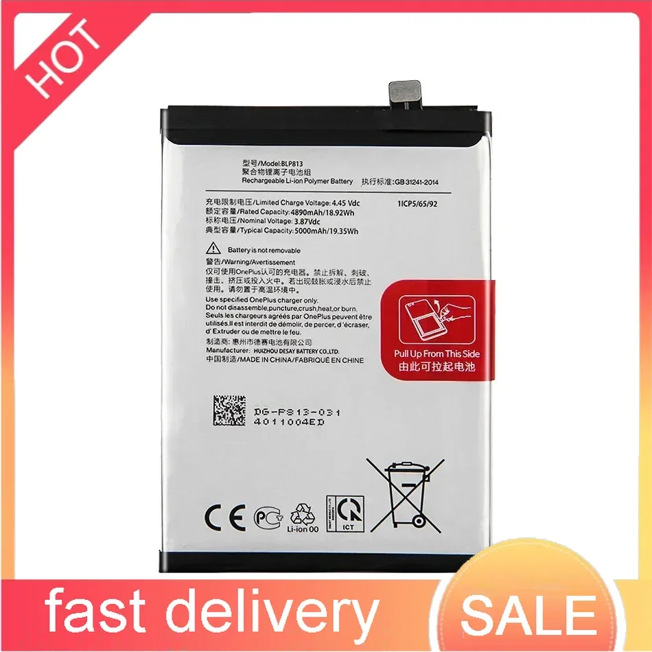 5000mAh Long-Lasting Mobile Phone Battery For OnePlus One Plus Nord N100 BE2011 BE2012 BE2015 BLP813
5000mAh Long-Lasting Mobile Phone Battery For OnePlus One Plus Nord N100 BE2011 BE2012 BE2015 BLP813