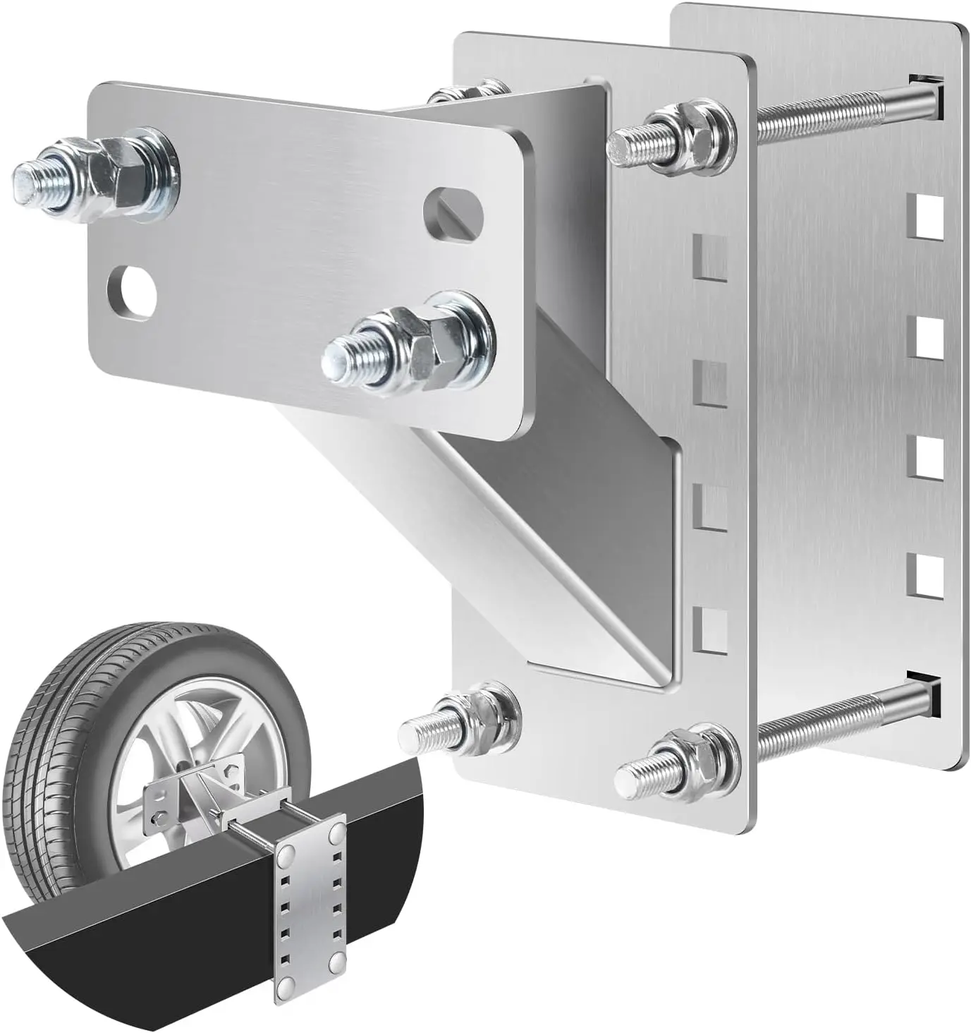 Upgrade Stainless Steel Spare Tire Carrier Mount Bracket, Fits 4-6 Lugs on 4" to 5.5" Bolt Patterns, Holds up to 150 Lbs
Upgrade Stainless Steel Spare Tire Carrier Mount Bracket, Fits 4-6 Lugs on 4" to 5.5" Bolt Patterns, Holds up to 150 Lbs