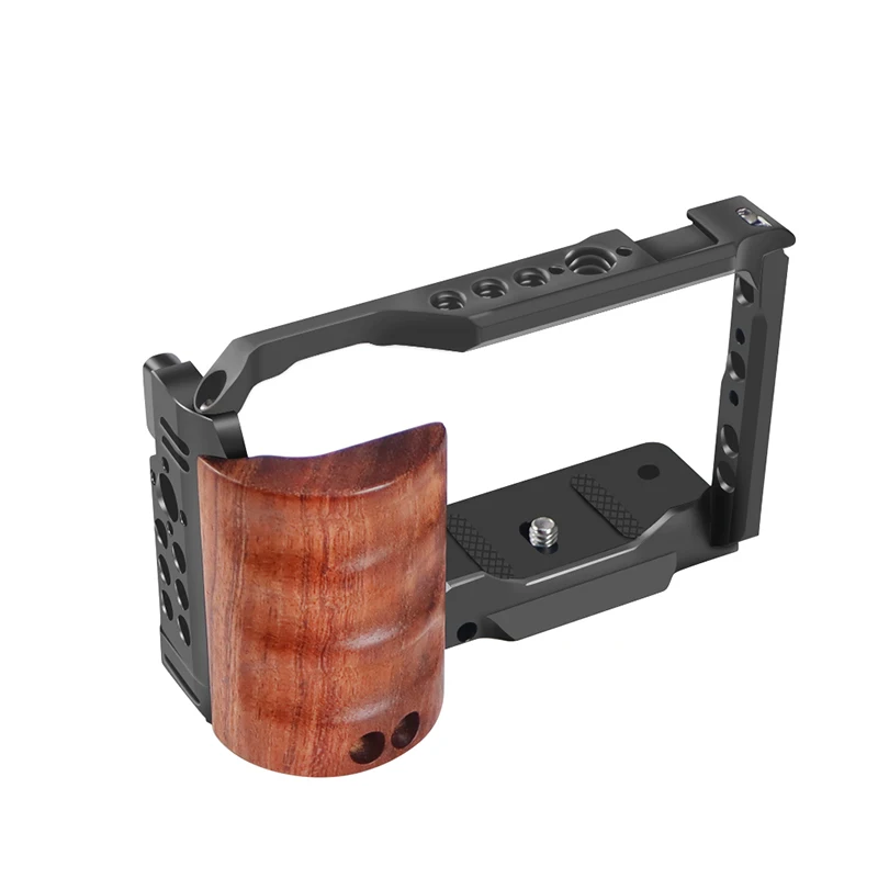 Camera Cage with Wooden Handle Top / Side Grip Quick Release Plate Cage Rig Kit for Sony ZVE10 ZV-E10
Camera Cage with Wooden Handle Top / Side Grip Quick Release Plate Cage Rig Kit for Sony ZVE10 ZV-E10