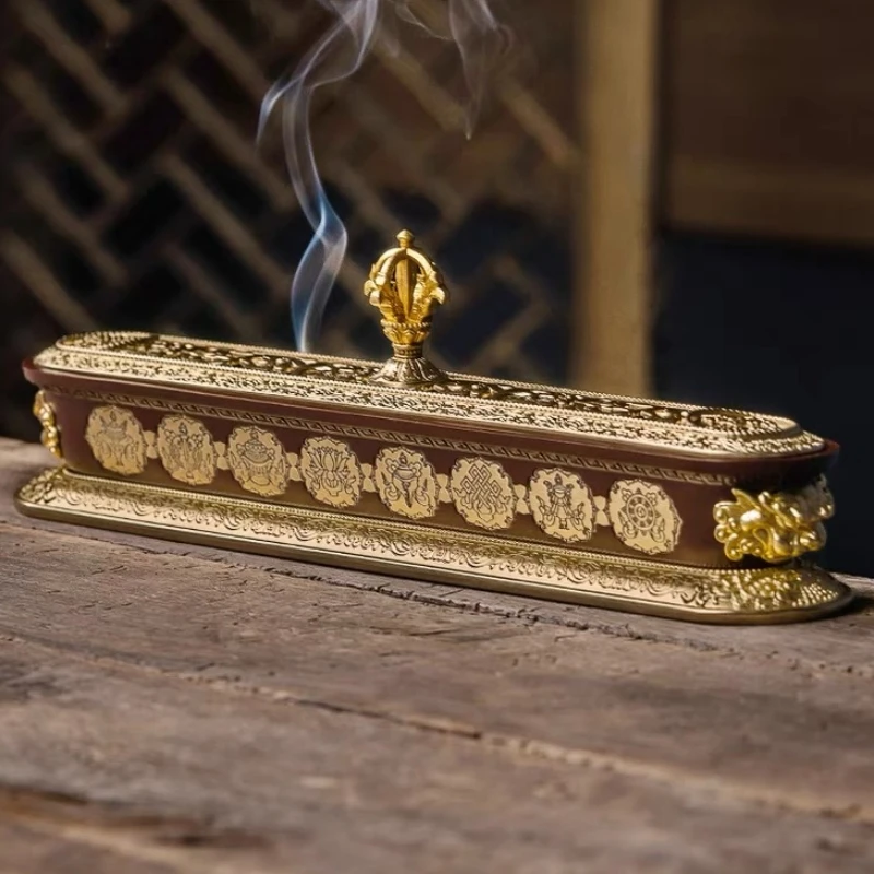Tibetan Incense Burner Incense Stick Holder Copper Rectangle Incense Tray Ornament Bedroom Home Yoga Buddhist Decoration Crafts
Tibetan Incense Burner Incense Stick Holder Copper Rectangle Incense Tray Ornament Bedroom Home Yoga Buddhist Decoration Crafts