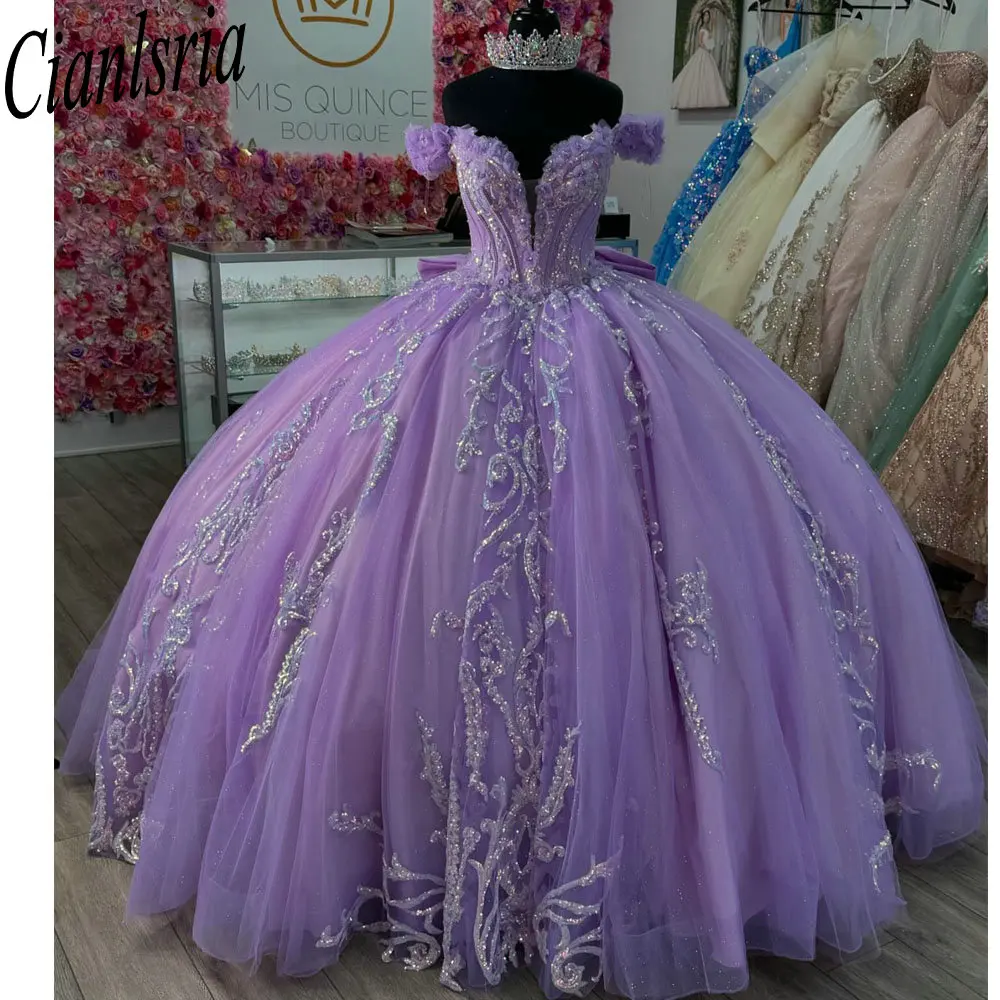 Сиреневые аппликации с блестками, кружевные платья Quinceanera, бальное платье с открытыми плечами, индивидуальный корсет, Vestidos De XV Anos
Сиреневые аппликации с блестками, кружевные платья Quinceanera, бальное платье с открытыми плечами, индивидуальный корсет, Vestidos De XV Anos