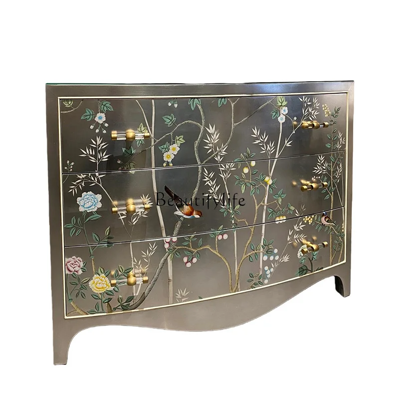 American retro light luxury painted chest cabinet high-end silver foil decorative cabinet
American retro light luxury painted chest cabinet high-end silver foil decorative cabinet