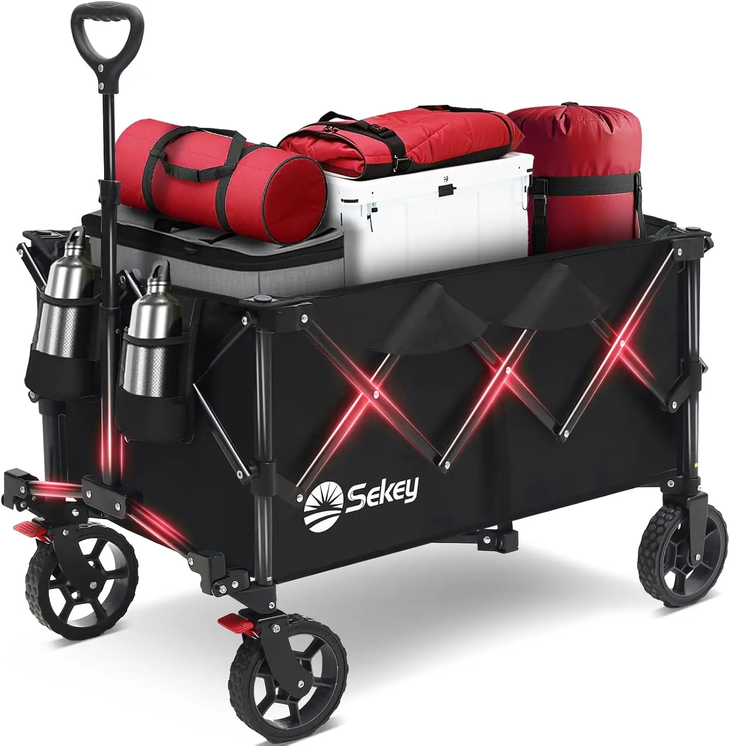 Collapsible Folding Wagon Cart with 330lbs Capacity, All-Terrain Wheels & Drink Holders in Black
Collapsible Folding Wagon Cart with 330lbs Capacity, All-Terrain Wheels & Drink Holders in Black