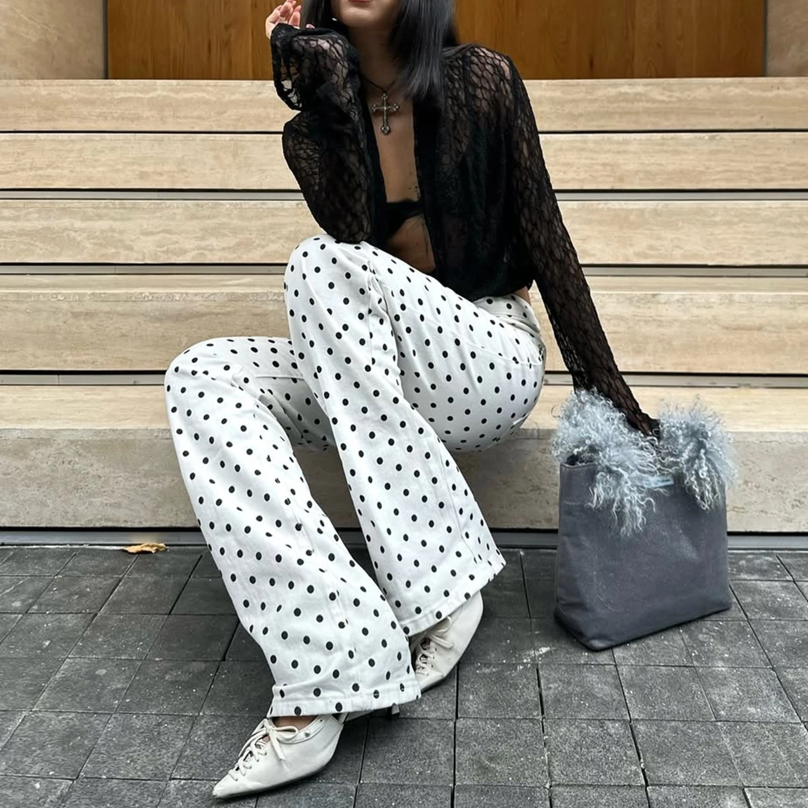 Women's Y2k Polka Dot Jeans Button Low Waist Straight Leg Stretchy Slim Denim Long Pants With Pockets Going Out Wear
Women's Y2k Polka Dot Jeans Button Low Waist Straight Leg Stretchy Slim Denim Long Pants With Pockets Going Out Wear