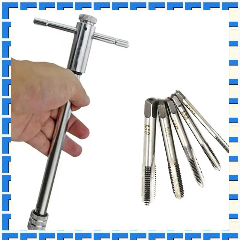 ABNG Long Adjustable Silver T-Handle Ratchet Tap Wrench With 5 M3-M8 3Mm-8Mm Thread Metric Plug Taps
ABNG Long Adjustable Silver T-Handle Ratchet Tap Wrench With 5 M3-M8 3Mm-8Mm Thread Metric Plug Taps