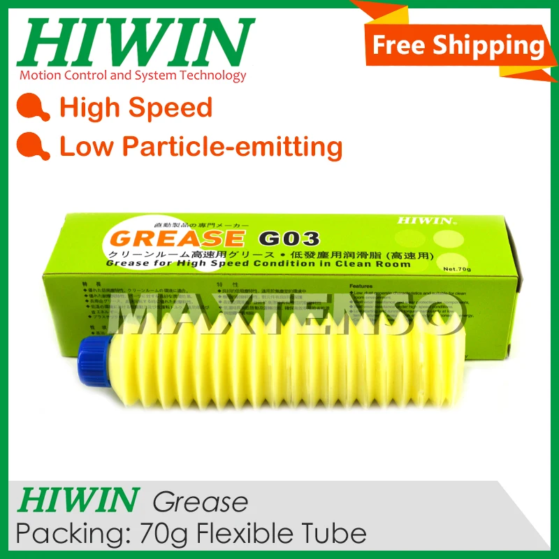 HIWIN Grease G03 G04 High Speed Low Particle-emitting Wear Resistant Long Term Usage 70g Flexible Tube Brand New Linear Guideway
HIWIN Grease G03 G04 High Speed Low Particle-emitting Wear Resistant Long Term Usage 70g Flexible Tube Brand New Linear Guideway