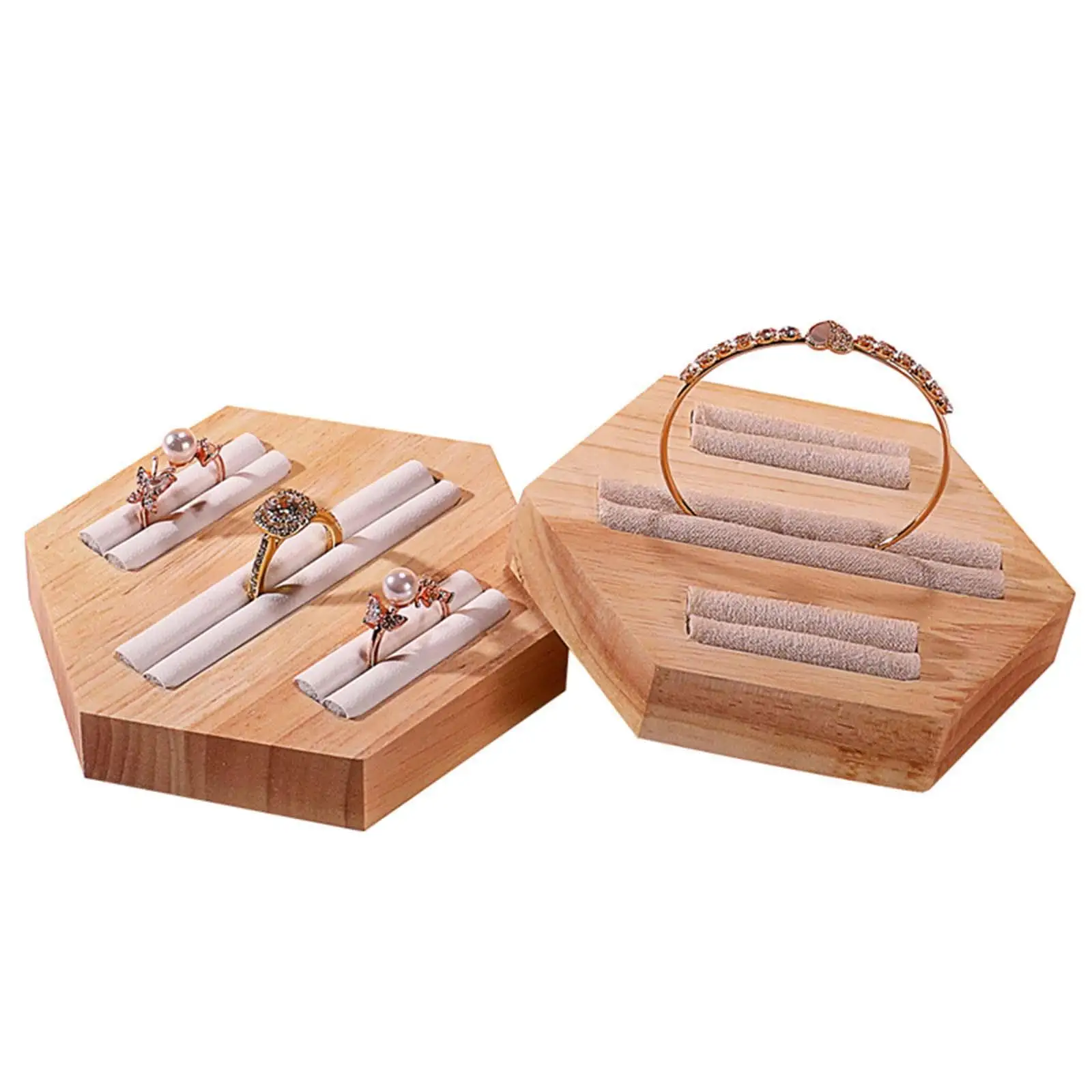 Portable Wooden Hexagon Ring Display Stand, for Rings Earrings Selling Gifts 3 Slots Jewelry Organizer Ring Rack Earrings Trays
Portable Wooden Hexagon Ring Display Stand, for Rings Earrings Selling Gifts 3 Slots Jewelry Organizer Ring Rack Earrings Trays
