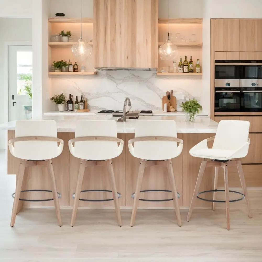 Leather Swivel Bar Stools Set of 4, MidCentury Modern Counter Height Chairs with Faux PU Upholstery and Natural Wooden Legs for
Leather Swivel Bar Stools Set of 4, MidCentury Modern Counter Height Chairs with Faux PU Upholstery and Natural Wooden Legs for