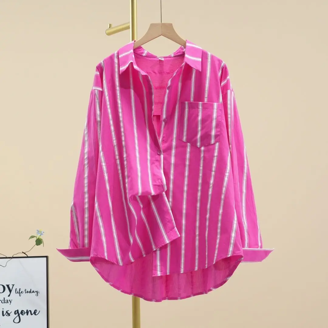 Fashion Colorful Striped 100% Cotton Shirt Women Elegant Casual Long Sleeve Blouse 2026 Autumn
Fashion Colorful Striped 100% Cotton Shirt Women Elegant Casual Long Sleeve Blouse 2026 Autumn