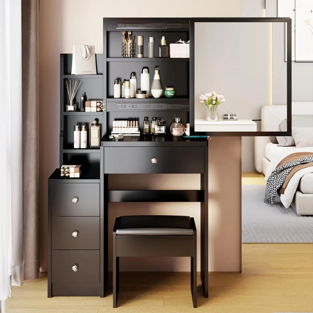Vanity Desk with Sliding Mirror or Extra Large Sliding Lighted Mirror, Small Vanity with Multi (Black, no LED Light & Socket)
Vanity Desk with Sliding Mirror or Extra Large Sliding Lighted Mirror, Small Vanity with Multi (Black, no LED Light & Socket)