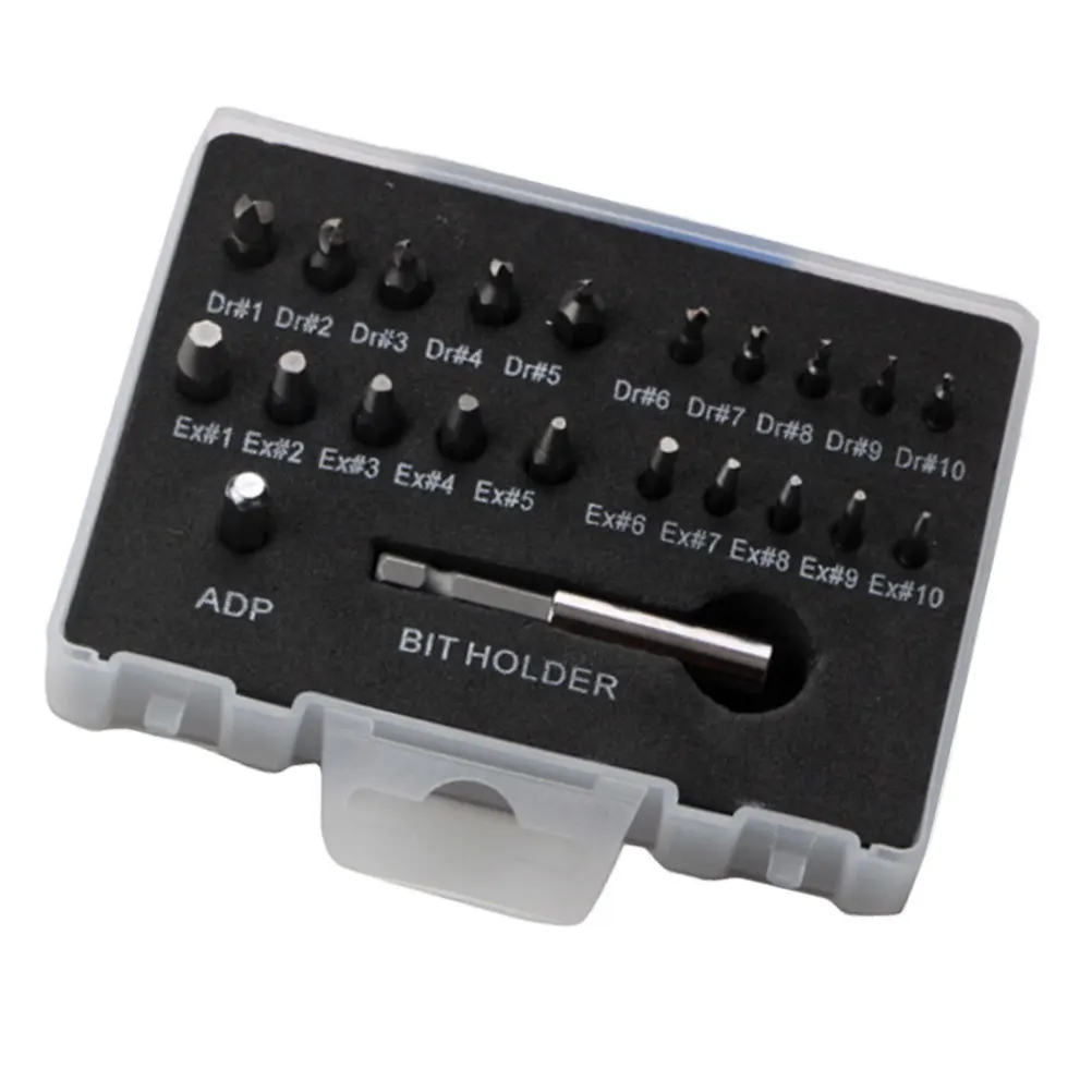 22Pcs Damaged Nut Extractor Set Steel Alloy Stripped Broken Rusted Nut Remover for Drill Use Stripped Nuts Remover Broken Bolts
22Pcs Damaged Nut Extractor Set Steel Alloy Stripped Broken Rusted Nut Remover for Drill Use Stripped Nuts Remover Broken Bolts