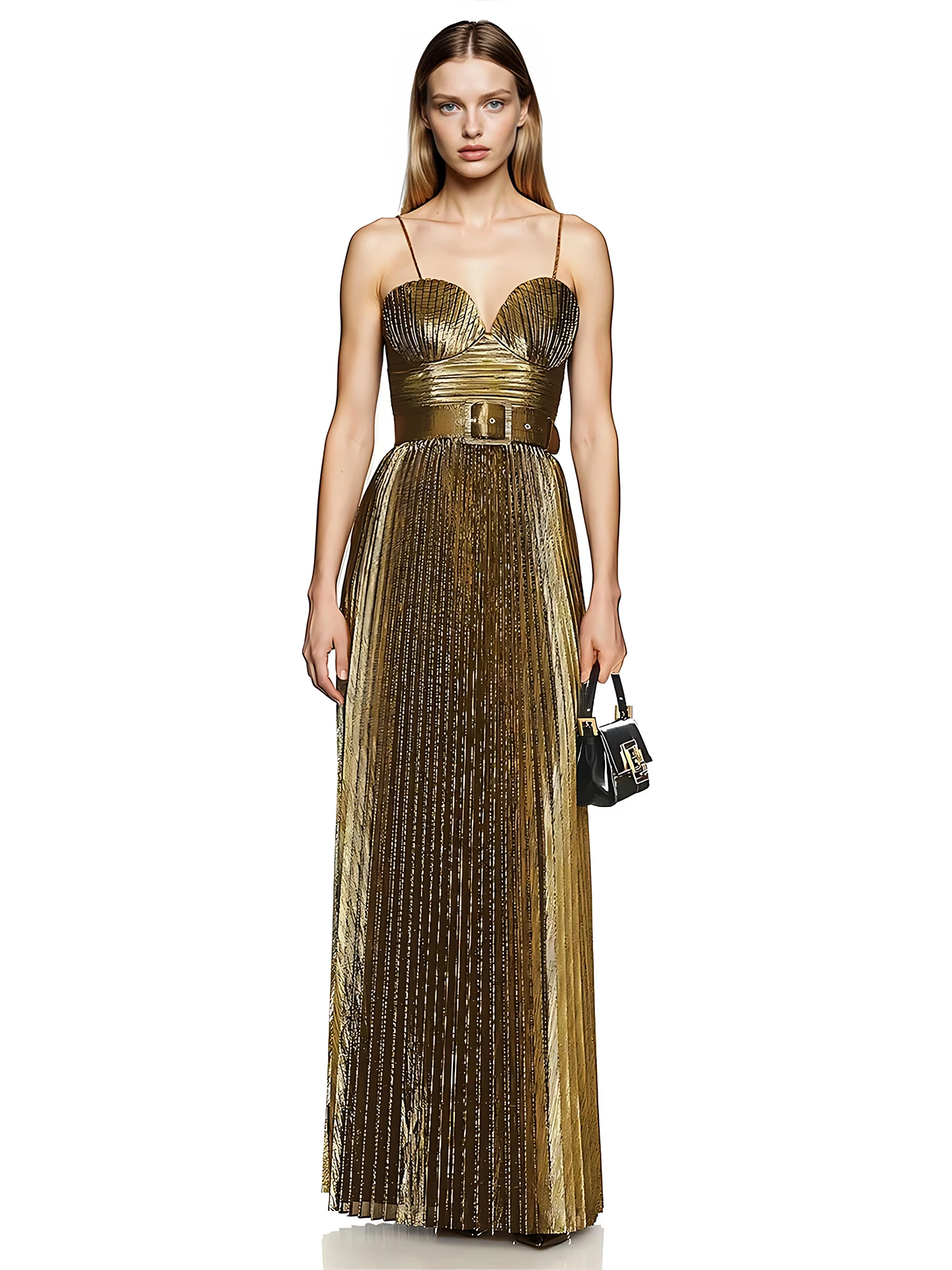 VGH Luxury Gold Embellied Pleated Belted Dr Slimming Evening Gown A-Line Skirt Ba Zipper Closure High Waist Polyester
VGH Luxury Gold Embellied Pleated Belted Dr Slimming Evening Gown A-Line Skirt Ba Zipper Closure High Waist Polyester