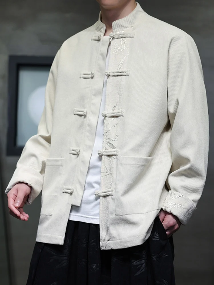 New Chinese Sle Men's Retro Button up Stand Collar Spring Autumn Corduroy Jaet Reformed Tang Hanfu Outerwear
New Chinese Sle Men's Retro Button up Stand Collar Spring Autumn Corduroy Jaet Reformed Tang Hanfu Outerwear