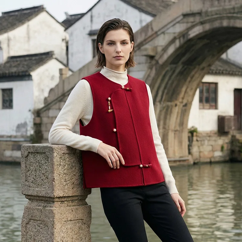 Chinese Wool Women's Placket Buckle Red Round Neck Hair Spring Autumn
Chinese Wool Women's Placket Buckle Red Round Neck Hair Spring Autumn