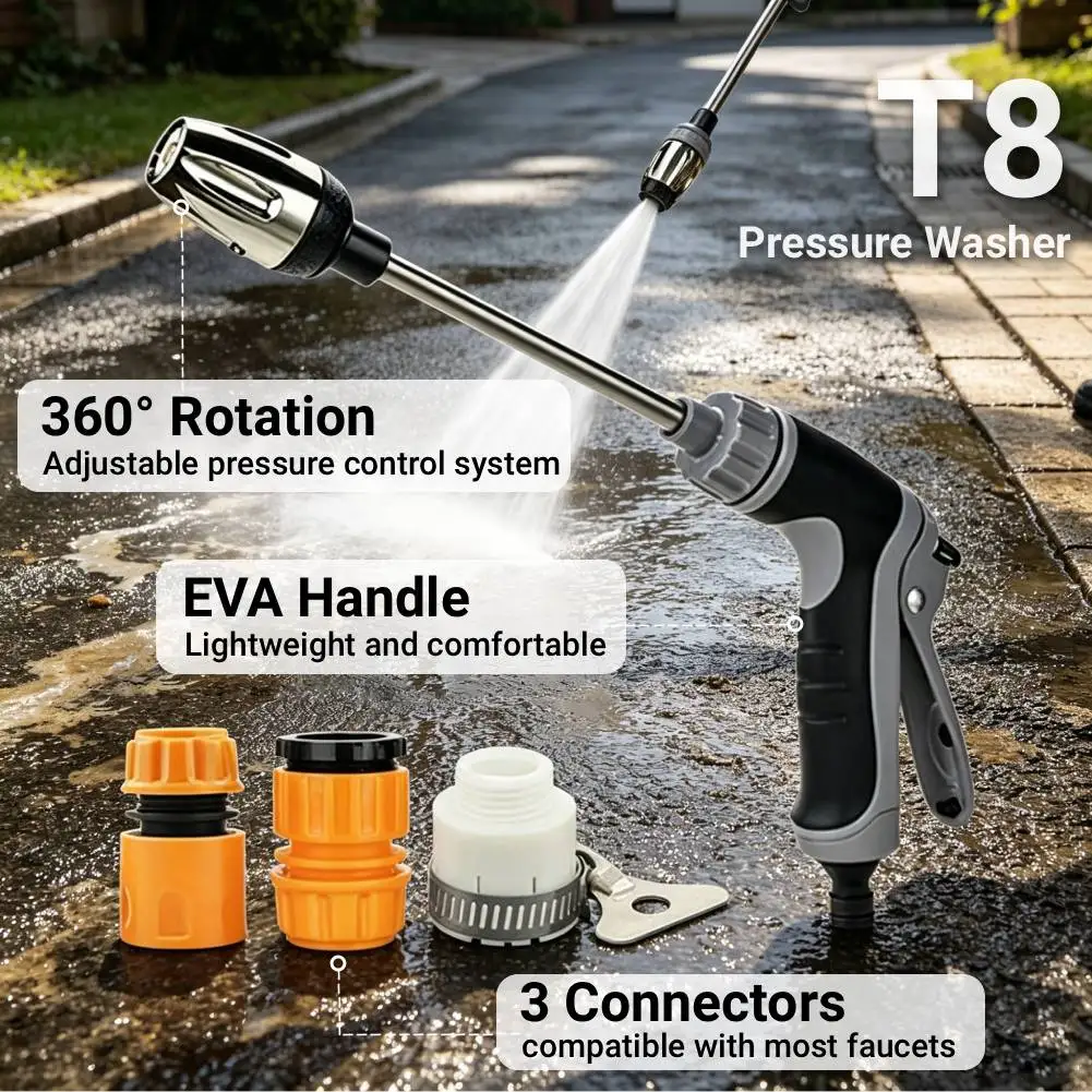 Garden Pressure Power Washer with 360° Rotating Nozzle and 3 Connectors, High-Pressure Car Washing Water Gun, Car Cleaning Tools
Garden Pressure Power Washer with 360° Rotating Nozzle and 3 Connectors, High-Pressure Car Washing Water Gun, Car Cleaning Tools