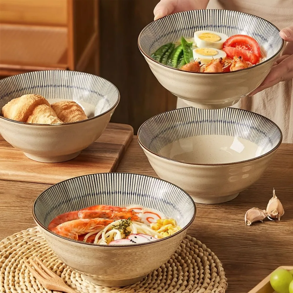 Ceramic Japanese Style Noodles Bowls Striped Pattern Under Glaze Color Salad Bowl Large Capacity 1300 ML Rice Bowl Home
Ceramic Japanese Style Noodles Bowls Striped Pattern Under Glaze Color Salad Bowl Large Capacity 1300 ML Rice Bowl Home