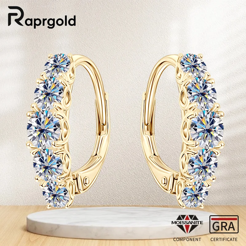 RAPRGOLD D VVS1 Multi-size Moissanite Hoop Earrings for Women Real 925 Sterling Silver Clip Earring Fine Jewelry Gift Pendientes
RAPRGOLD D VVS1 Multi-size Moissanite Hoop Earrings for Women Real 925 Sterling Silver Clip Earring Fine Jewelry Gift Pendientes
