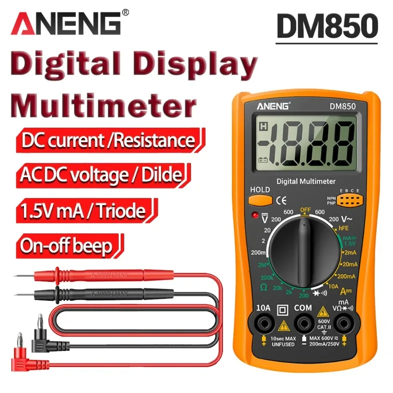 Automatic Digital Multimeter Tester ANENG DM850 1999 Counts Auto AC/DC Voltage Ohm Current Ammeter Professional Detector Tools
Automatic Digital Multimeter Tester ANENG DM850 1999 Counts Auto AC/DC Voltage Ohm Current Ammeter Professional Detector Tools