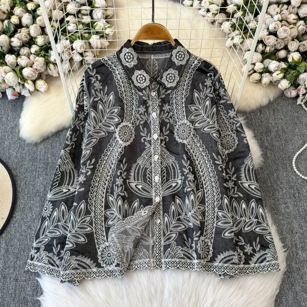 Soft Ethnic Style Blouse for Women Sweet Irregular Hem Embroidery Lace Top Chic Lapel Floral Shirts Ladies Girls
Soft Ethnic Style Blouse for Women Sweet Irregular Hem Embroidery Lace Top Chic Lapel Floral Shirts Ladies Girls