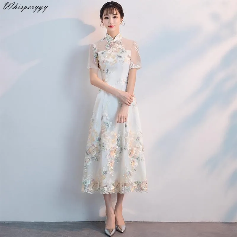 Fashion Cheongsam Lace Slim-fit Mid-length Dress Women Banquet Evening Gown Girl Daily Chinese Style Elegant Party Qipao Vintage
Fashion Cheongsam Lace Slim-fit Mid-length Dress Women Banquet Evening Gown Girl Daily Chinese Style Elegant Party Qipao Vintage