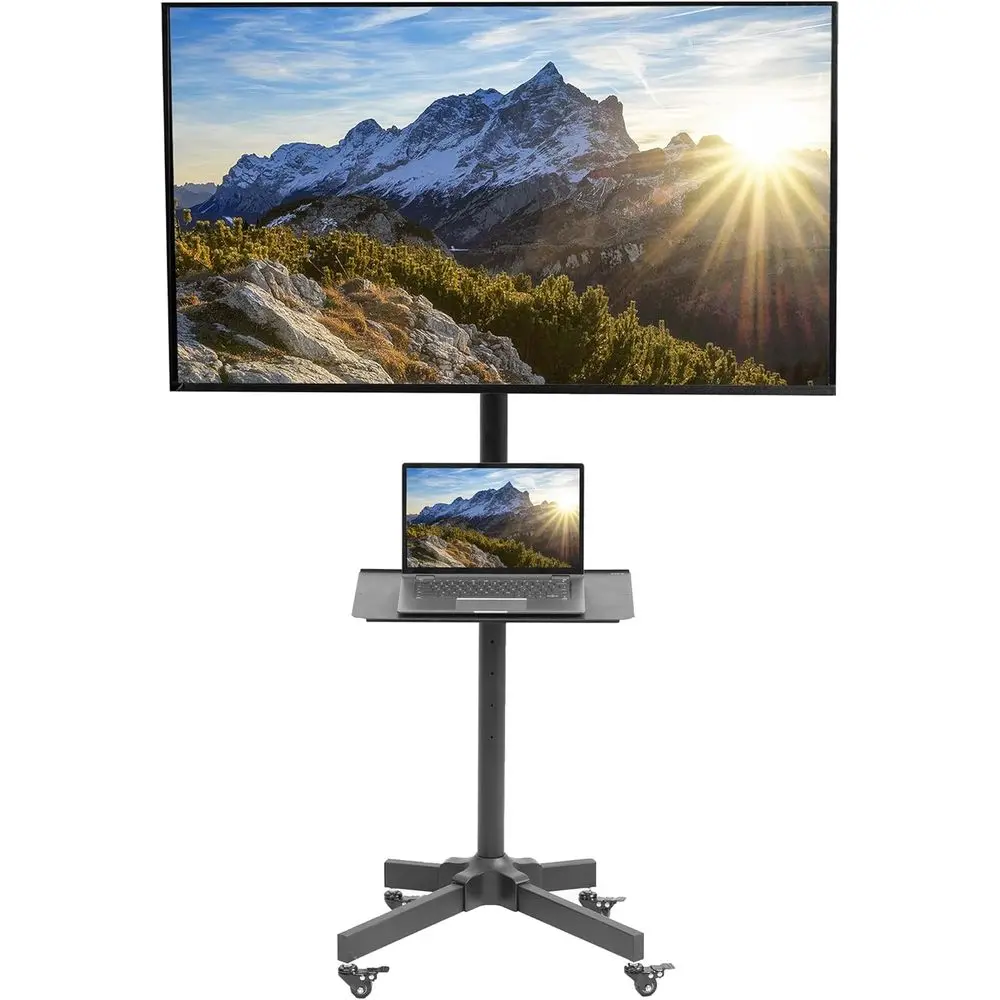 Mobile TV Cart for 13-60 Inch Flat Curved Screen, 55lbs Rolling Stand with Shelf, Locking Wheels, VESA 400x400, Black
Mobile TV Cart for 13-60 Inch Flat Curved Screen, 55lbs Rolling Stand with Shelf, Locking Wheels, VESA 400x400, Black
