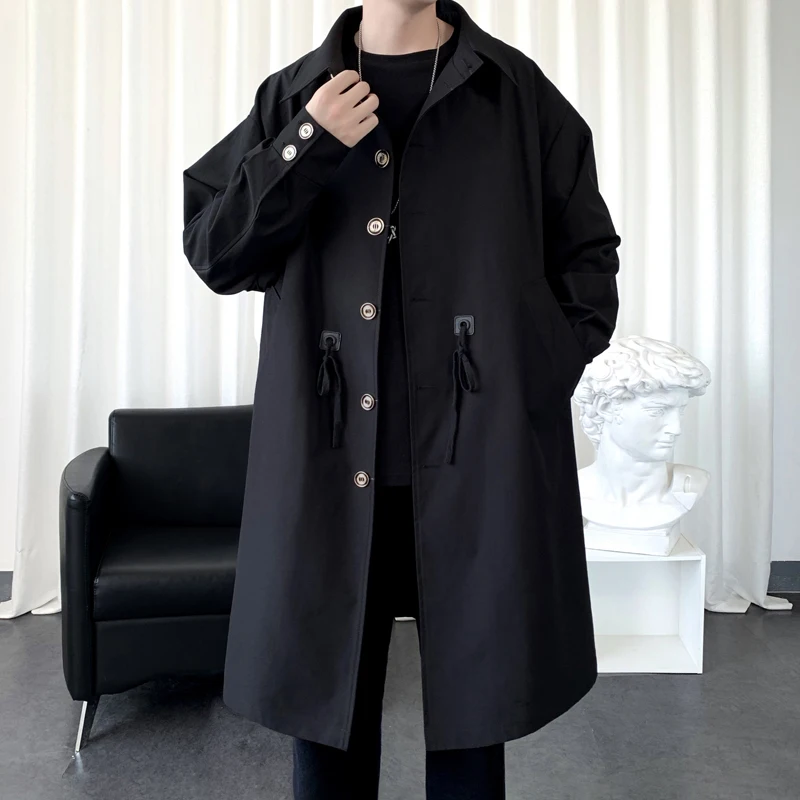 Sli Mid-Length Men's Windbreaker Coat Knee-High Overcoat Briti Sle Spring Autumn Faionable Loose Fit Hong Kong Sle
Sli Mid-Length Men's Windbreaker Coat Knee-High Overcoat Briti Sle Spring Autumn Faionable Loose Fit Hong Kong Sle