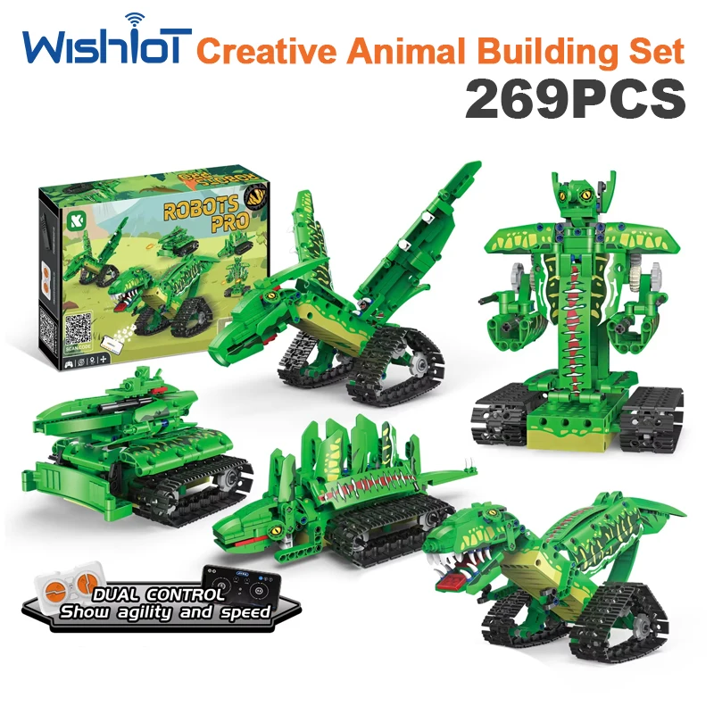 K96184 5in1 RC Dinosaur Robot Model 269pcs Building Blocks Bricks Technical Remote Control Toy for Kids Birthday Best Gift
K96184 5in1 RC Dinosaur Robot Model 269pcs Building Blocks Bricks Technical Remote Control Toy for Kids Birthday Best Gift