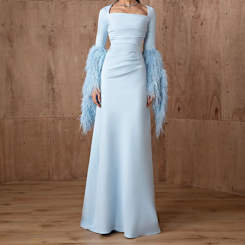 customizedTemperament Feathers Jersey Straight Evening Dress High Quality Floor Length Square Neck Long Sleeves فساتين سهره نسائ
customizedTemperament Feathers Jersey Straight Evening Dress High Quality Floor Length Square Neck Long Sleeves فساتين سهره نسائ