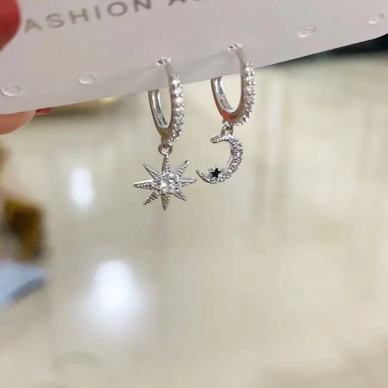 Fashion 925 Sterling Silver Moon Star Earrings Simple Style Shining Charm Earrings Birthday Gift for Women Fine Jewelry
Fashion 925 Sterling Silver Moon Star Earrings Simple Style Shining Charm Earrings Birthday Gift for Women Fine Jewelry