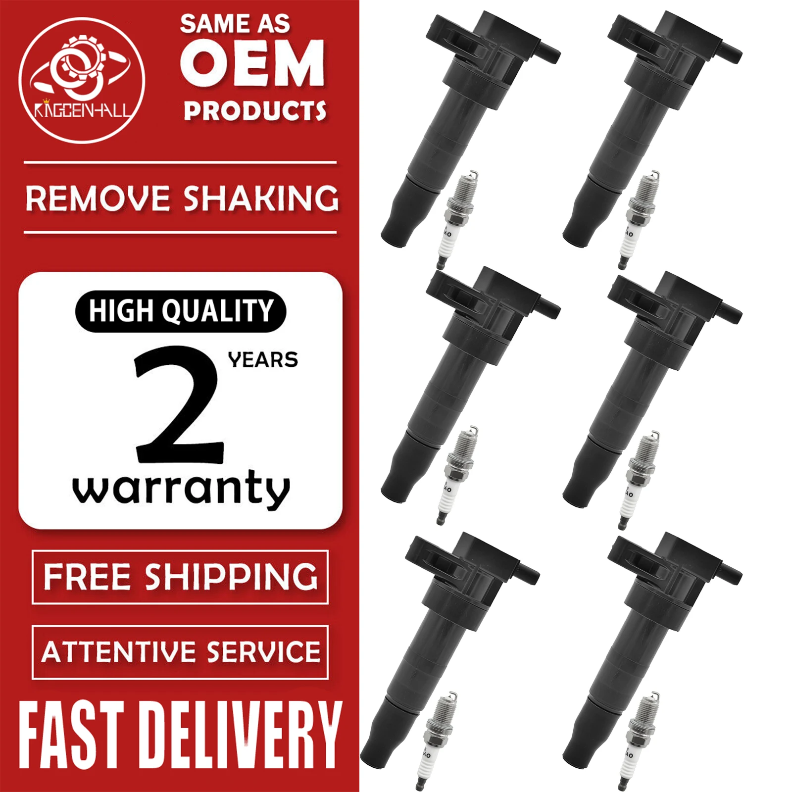 New 6PCS Ignition Coil Iridium Spark Plug 27301-3C000 BKR6EIX-11 Compatible With Hyundai Azera Genesis Coupe Sedona 3.3L 3.5L
New 6PCS Ignition Coil Iridium Spark Plug 27301-3C000 BKR6EIX-11 Compatible With Hyundai Azera Genesis Coupe Sedona 3.3L 3.5L
