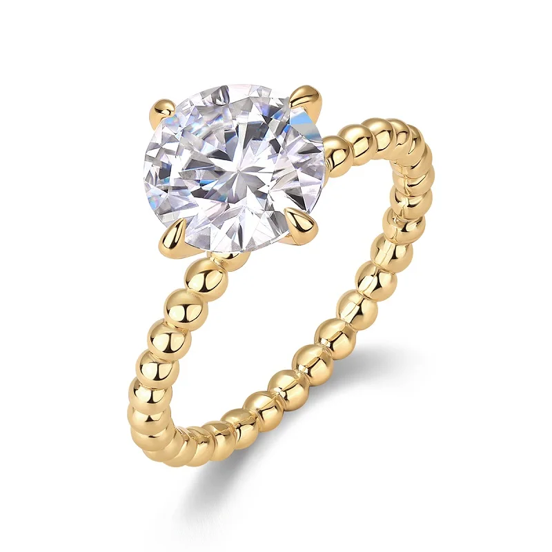 JIUZUAN 3 Carat Round Moissanite Ring, 18K Gold Plated S925 Silver, Beaded Band, Luxury Hypoallergenic Christmas Gift Jewelry
JIUZUAN 3 Carat Round Moissanite Ring, 18K Gold Plated S925 Silver, Beaded Band, Luxury Hypoallergenic Christmas Gift Jewelry