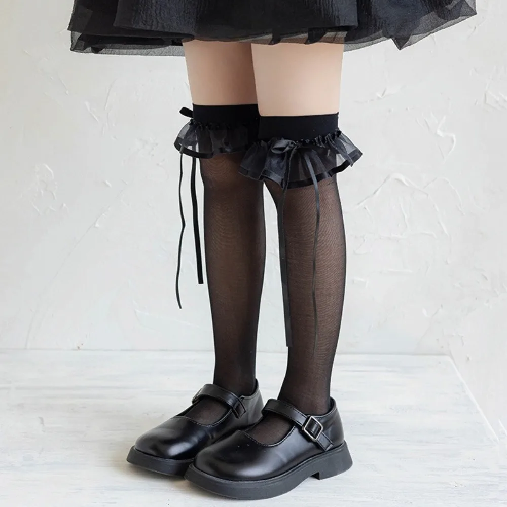 Носки до середины икры, нейлоновые носки в стиле Лолиты, кружевные носки с бантом и бантом, длинные носки для девочек
Носки до середины икры, нейлоновые носки в стиле Лолиты, кружевные носки с бантом и бантом, длинные носки для девочек