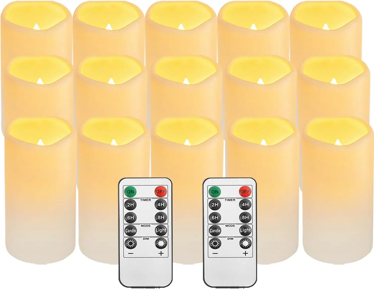 15Pack Waterproof FlamelRemote Control Candles (D3''*H5.5'') Battery Operated Flickering LED Pillar
15Pack Waterproof FlamelRemote Control Candles (D3''*H5.5'') Battery Operated Flickering LED Pillar