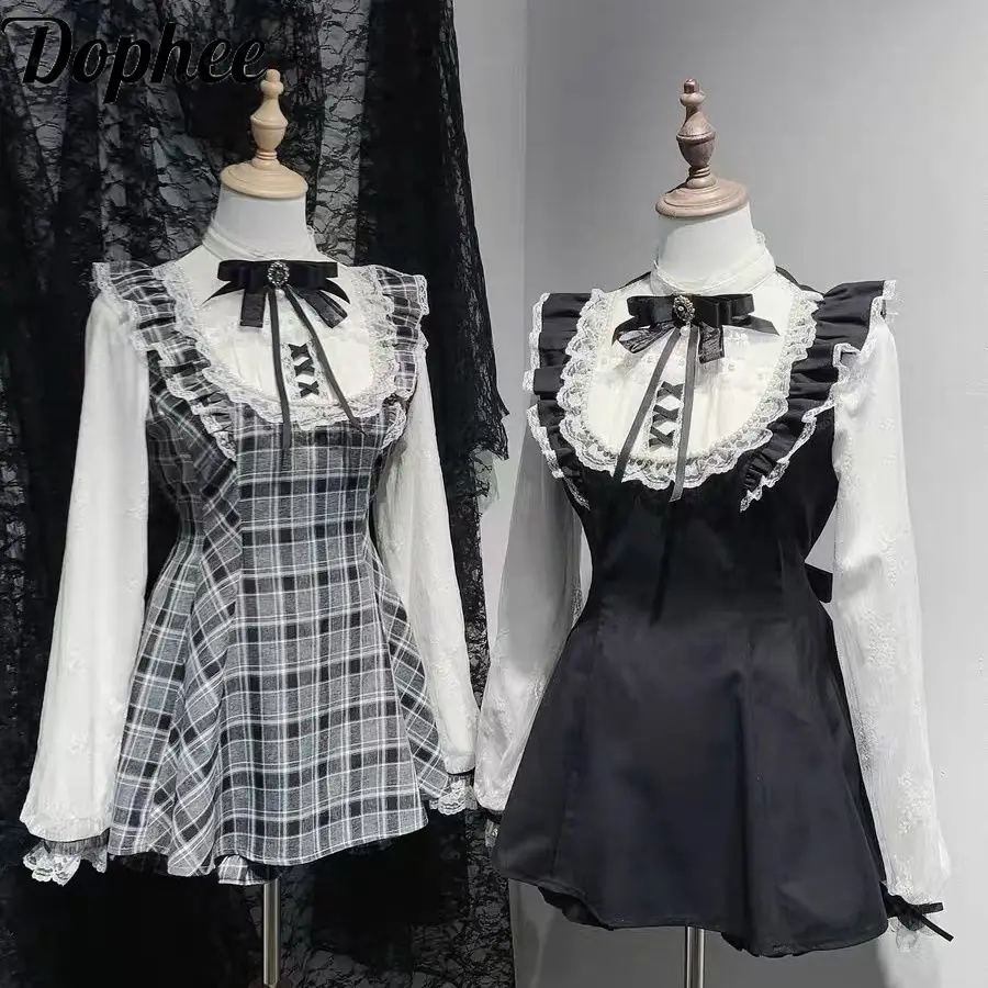 Dophee Original Japan Style Women Lolita Set Elegant Faux Two Piece Long Sleeve Plaid Dress Wide Leg Shorts Y2k Princess Suit
Dophee Original Japan Style Women Lolita Set Elegant Faux Two Piece Long Sleeve Plaid Dress Wide Leg Shorts Y2k Princess Suit